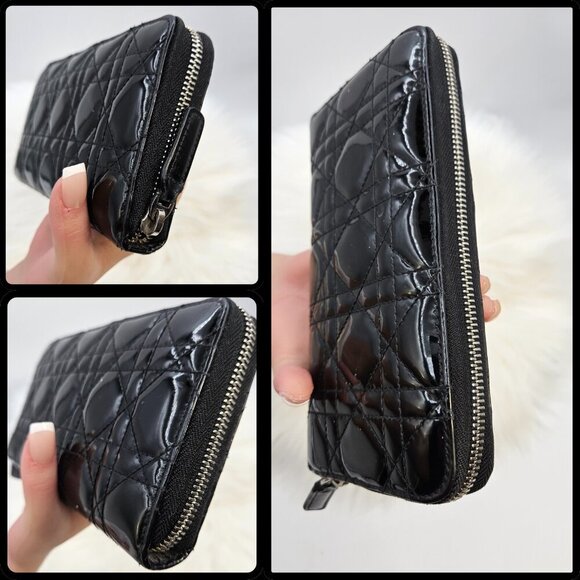 Dior  Cannage Pattern Patent Leather Continental Wallet - Picture 12 of 17